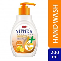 Yutika Naturals Complete Protection Lemon Handwash Natural Extract Liquid Soap Pump 200ml With 180ml Liquid Refill Handwash