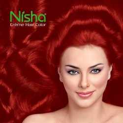 Nisha Cream Hair Color with Rich Bright Long Lasting Shine Hair Color Flame Red 100 ml Each Pack of 3