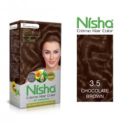Nisha Creme Hair Colour 3.5 Chocolate Brown 60gm + 60ml + 18ml Nisha Conditioner With Natural Herbs Grey Hair Coverage Pack Of 2
