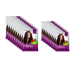 Nisha Natural Henna Based Hair Color Powder Herbal Care Silky Shiny Soft Hair 15gm And 30gm Each Sachet Pack Of 10 Natural Brown