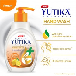 Yutika Naturals Complete Protection Lemon Handwash 100% Natural Extract Liquid Soap Pump 200ml Pack of 2