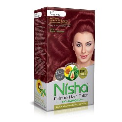 Nisha Creme Hair Colour 3.16 Burgundy 60gm+60ml +18ml Nisha Conditioner With Natural Herbs 100% Grey Hair Coverage Pack Of 1