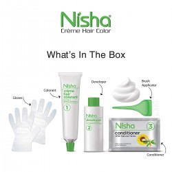 Nisha Creme Hair Colour 4.3 Golden Brown 60gm+60ml+18ml Nisha Conditioner With Natural Herbs Grey Hair Coverage Pack Of 2
