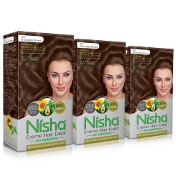 Nisha Creme Hair Colour 3.5 Chocolate Brown 60gml+60ml+18ml Nisha Conditioner With Natural Herbs Grey Hair Coverage Pack Of 3
