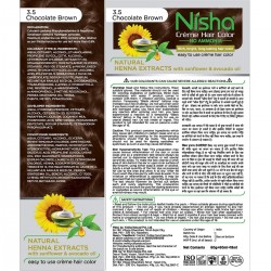 Nisha Creme Hair Colour 3.5 Chocolate Brown 60gml+60ml+18ml Nisha Conditioner With Natural Herbs Grey Hair Coverage Pack Of 3