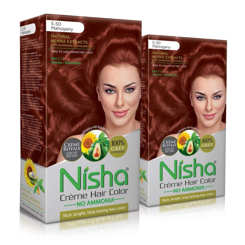 Nisha Cream Permanent Hair Color No Ammonia Cream Formula Permanent Fashion  Highlights 60Gm+60Ml Each