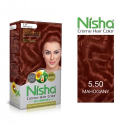 Nisha Cream Permanent Hair Color No Ammonia Cream Formula Permanent Fashion Highlights 60Gm+60Ml Each Pack Mahogany Pack Of 2