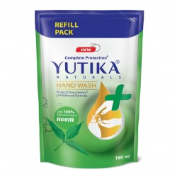 Yutika Naturals Complete Protection 180Ml Neem Hand Wash Selfcare Powder To Liquid Hand Wash Bottle 5 Refill Pack Of 9Gm Each