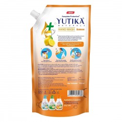 Yutika Naturals Complete Protection 750ml Lemon Hand Wash Comes With Instant 200ml Hand Sanitizer Without Water Non Sticky Safe