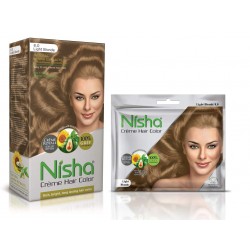 Nisha Cream Hair Color Rich Bright Long Lasting Hair Colouring For Ultra Soft Deep Shine Grey With Herbs 60gm Jumbo Light Blonde