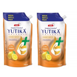 Yutika Naturals Hand Wash Complete Protection Hand Hygiene Protect From Germs Ph Balanced Formula Lemon 750ml Pack Of 2