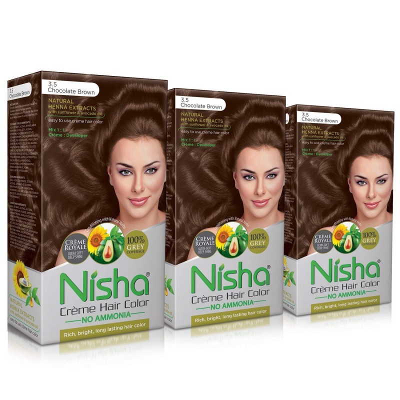 Enega Creme Hair Color 3.5 Chocolate Brown 60gm+60ml+12ml Enega Color Protection Conditioner