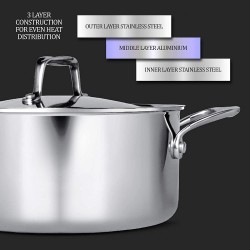 Treo By Milton Triply Stainless Steel Casserole With Lid 22 Cm / 4000 Ml