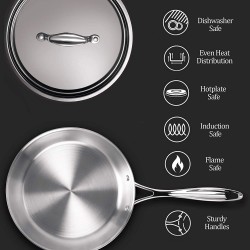 Treo By Milton Triply Stainless Steel Fry Pan With Lid 24 Cm / 1700 Ml