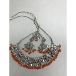 Mirror necklace in orange by ANAGHYA