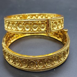 Coin  floral openable bangles in golden colour by Anaghya