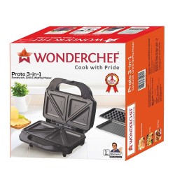 Wonderchef Prato 3 In 1 Interchangeable Plates Sandwich Maker 830W