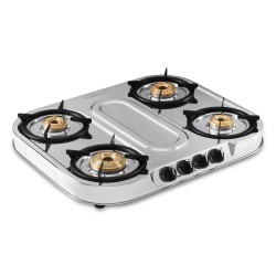 Sunflame Spectra Plus Stainless Steel 4 Burner Gas Stove Manual Ignition Silver