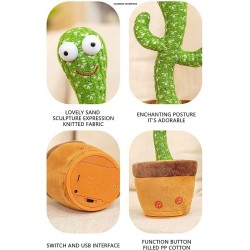 Dancing Cactus Talking Toy Cactus Plush Toy Wriggle & Singing Recording Repeat What You Say Funny Education