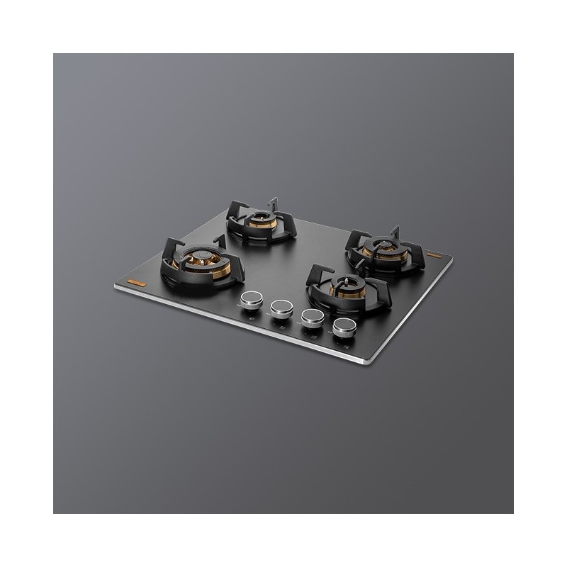 Kaff Msm 604 4 Full Brass High Efficiency Burners With Ffd Thick Premium Frosted Black Glass Built In Hob
