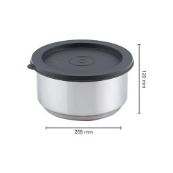 Borosil Carry Fresh Stainless Steel Insulated Lunch Box Set of 3 2pcs 280 ml + 1pcs 180 ml Black