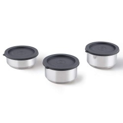 Borosil Carry Fresh Stainless Steel Insulated Lunch Box Set of 3 2pcs 280 ml + 1pcs 180 ml Black
