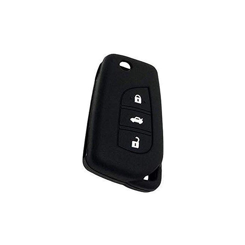 Mand 3 Button Remote Flip Key Cover for Toyota Corolla Altis/Innova Crysta Black