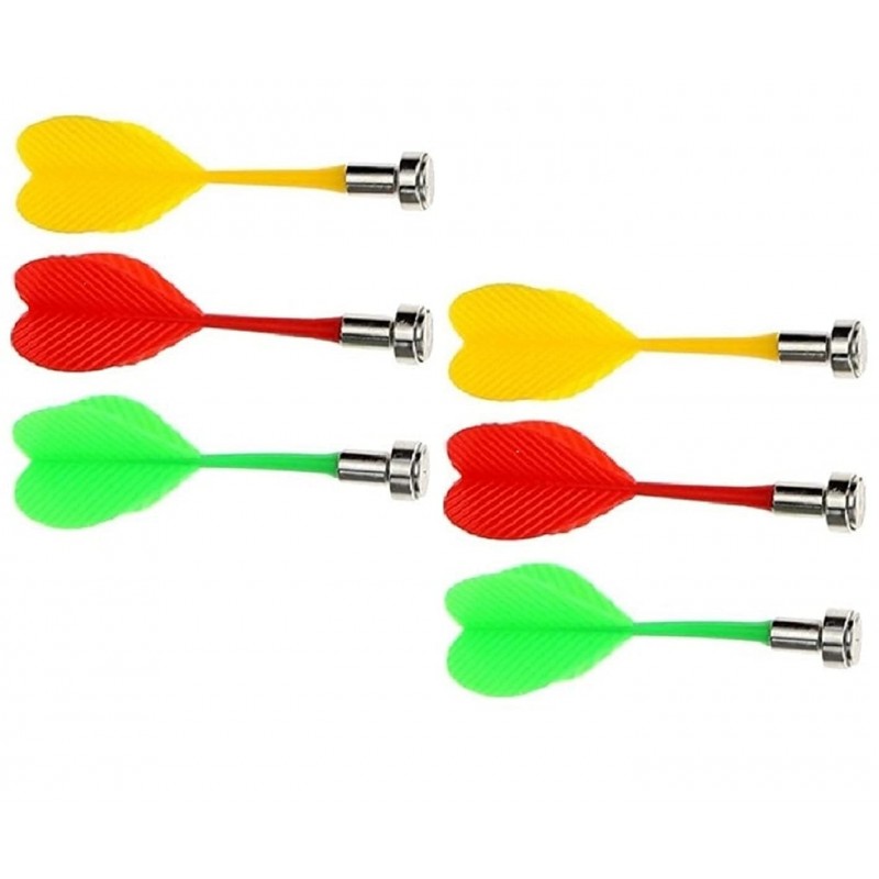 Shri Krishna Enterprises Steel Magnetic Dart Board Darts Pins Darts Pack of 6 Green Yellow Red