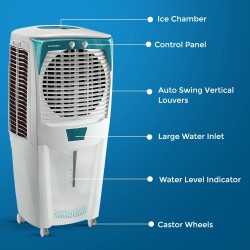 Crompton Ozone Desert Air Cooler 88l With Everlast Pump Auto Fill 4-way Air Deflection And High Density Honeycomb Pads