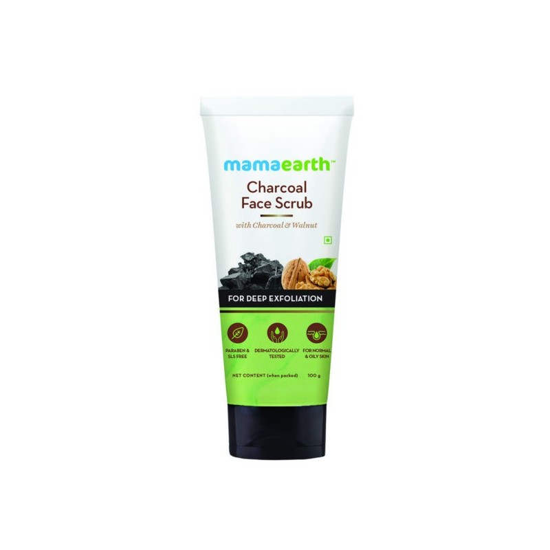 Mamaearth Charcoal Face Scrub  For Oily Skin & Normal skin With Charoalc & Walnut (100gm)