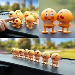 Pack of 3 Cute Emoji Bobble-Head Funny Smiley Face Emoticon Figure Spring Dolls Bounce Toys