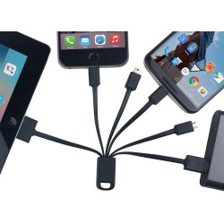Universal Compact 5-in-1 Multi-USB Charging Cable - Micro-USB (Compatible with Android/Windows Devices)