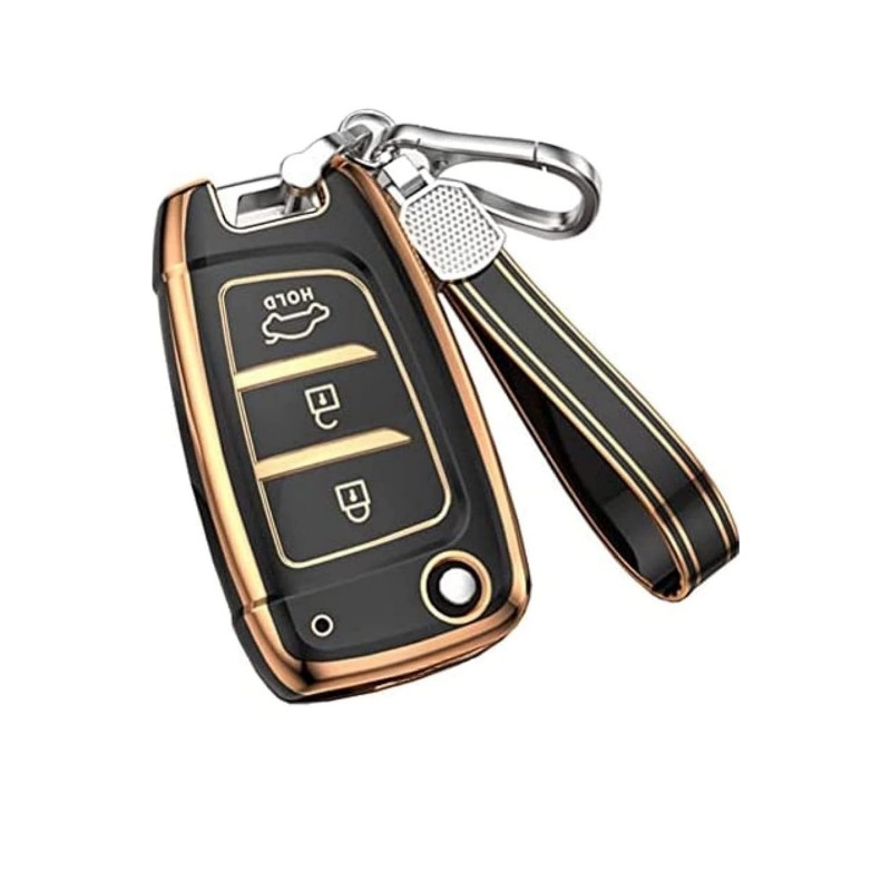 Premium Soft TPU Key Cover with Keychain 360 Degree Protection Fits for Verna 2020 Onwards Flip Key