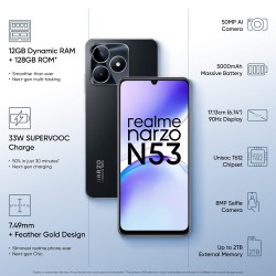 Realme Narzo N53 Feather Black 6gb+128gb 33w Segment Fastest Charging Slimmest Phone In Segment