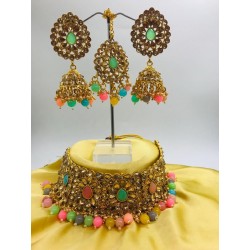 Shastta trendz Multi Color Kundan Choker Necklace for Woman & Girls
