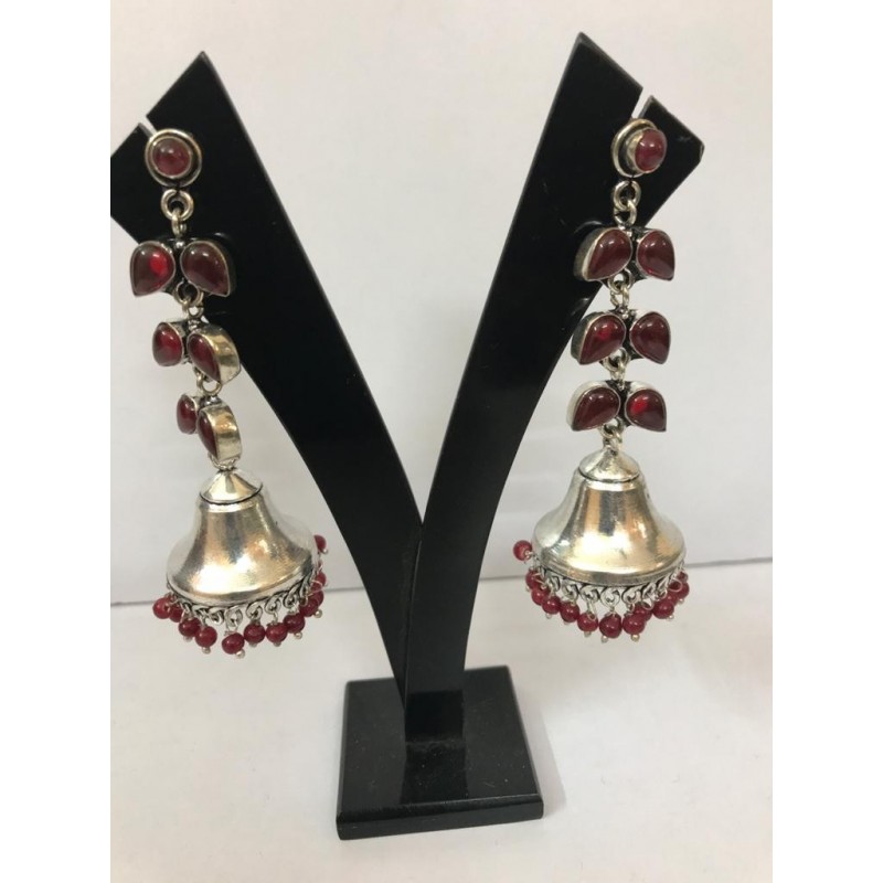 Shastta trendz German Silver Earrings in ruby