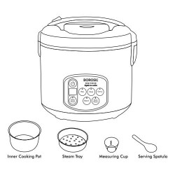 Borosil BRC18LDSS11 1.8-Liters Electric Rice Cooker and Steamer