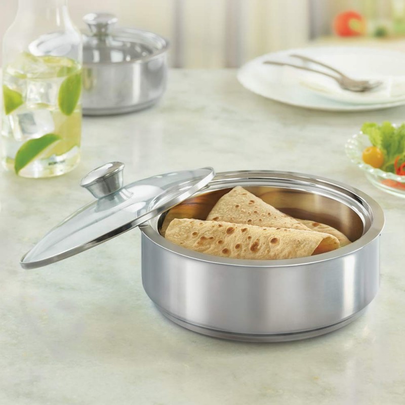 Borosil Stainless Steel Insulated Roti Server 2.5 Litres Silver