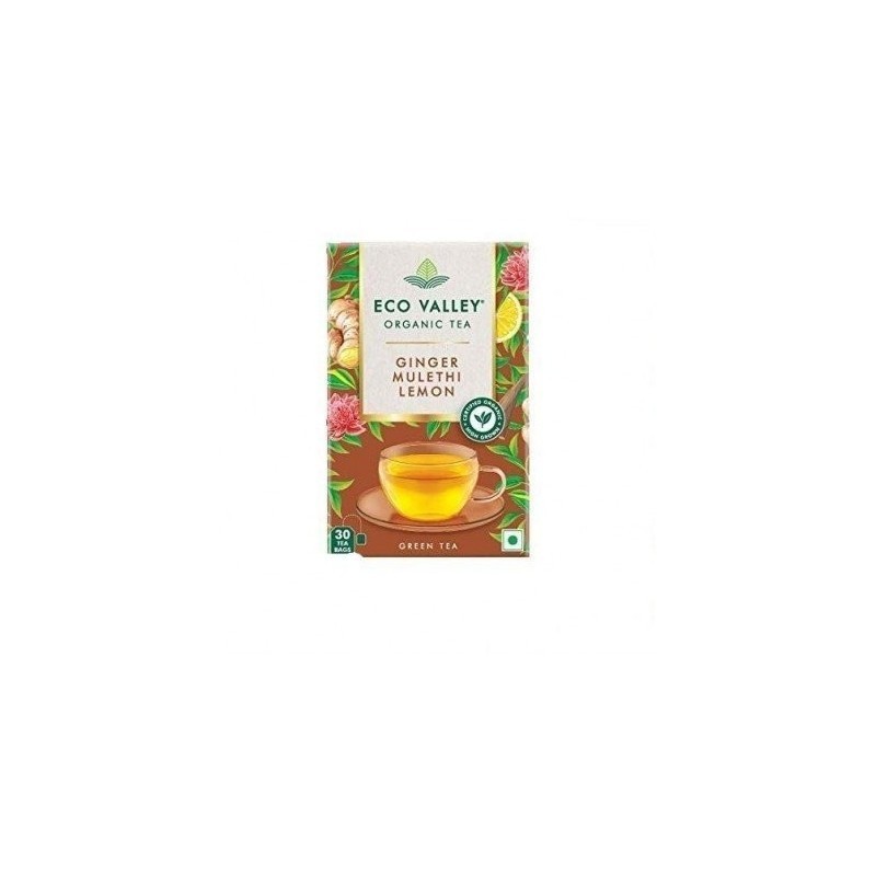 Eco Valley Organic Green Tea Ginger Lemon and Mulethi 30 Tea