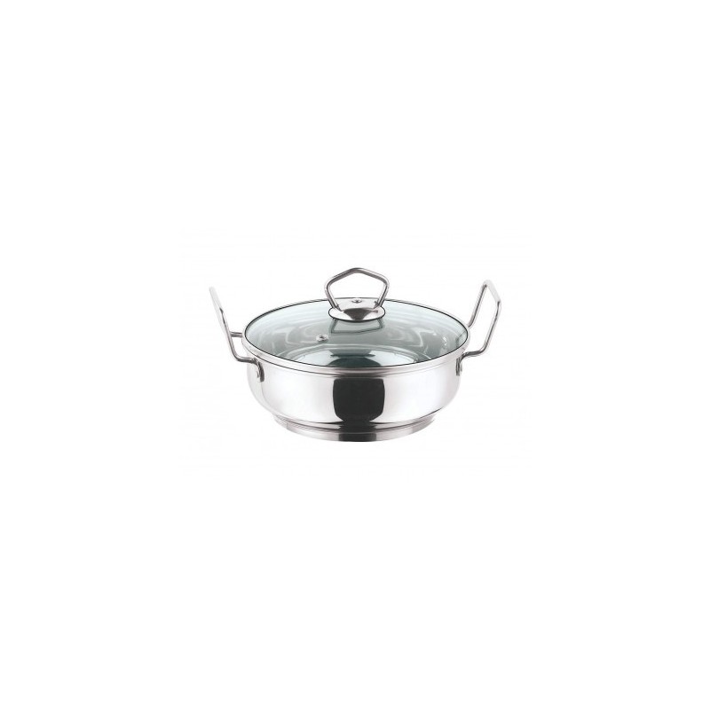 Vinod Stainless Steel Kadai with Glass Lid 20 cm 2 Ltr Induction Friendly