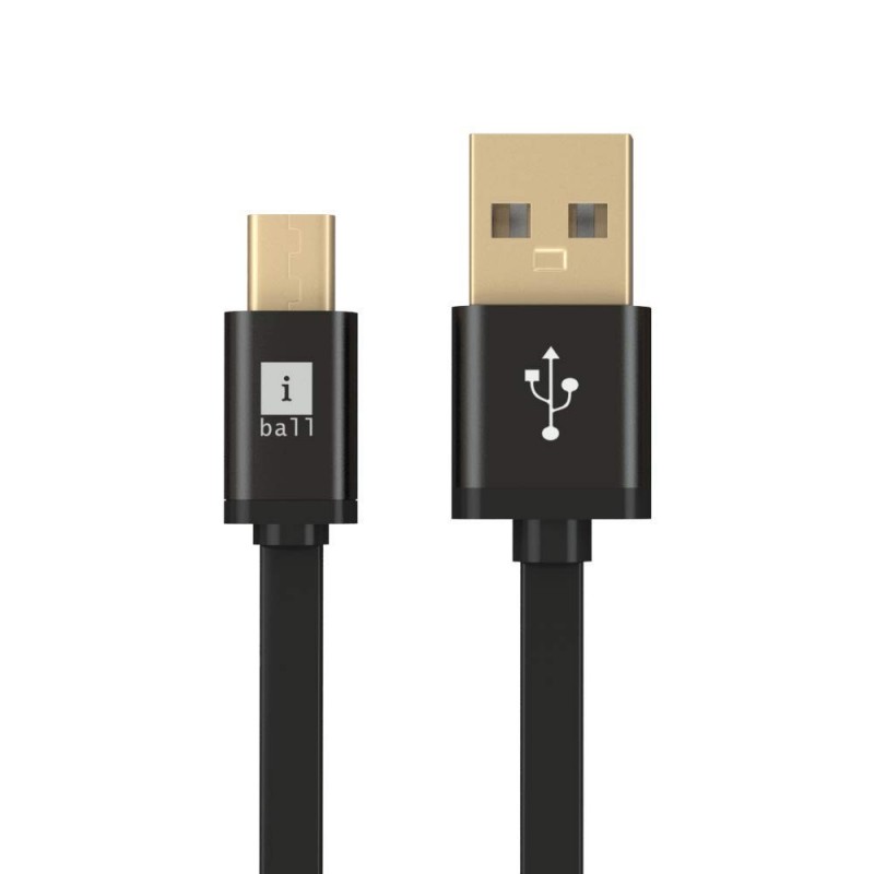 iBall IC-MRT09 Black/White Micro USB Data Cable - 1 Meter with Gold Plated Connectors (2.4 Amp & Fast Charging Support)