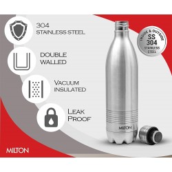Milton Duo DLX 1000 Thermosteel 24 Hours Hot and Cold Water Bottle 1 Litre Silver