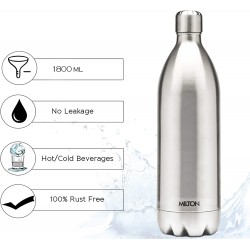 Milton bottle Thermosteel Stainless Steel Duo Dlx 1800ml Water Bottle with Jacket 24 hours Hot or Cold