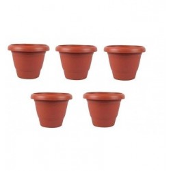 Siti Plastic Round Pot 12-inch Brown Pack Of 4