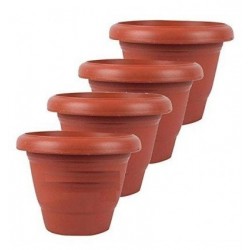 Siti Plastic Round Pot 12-inch Brown Pack Of 4
