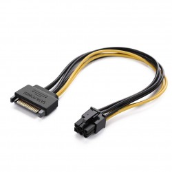 Rajiekart SATA 15 Pin to 6 Pin PCI Express Graphics Video Card Power Cable Adapter (8 Inch)