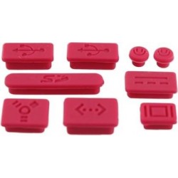9PCS PROTECTIVE PORTS COVER SILICONE ANTI-DUST PLUG STOPPER FOR APPLE MAC 13''/15'' PRO RED