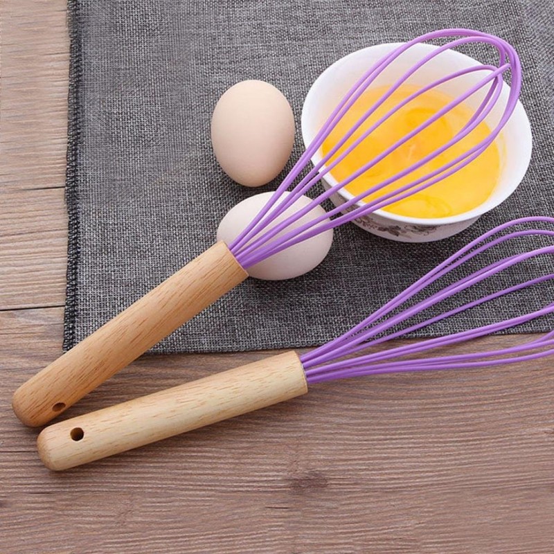 Mixer Egg Beater Wooden Hand Whisk Cream Milk Shake Stiring Cooking Tools