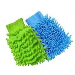 Microfiber Wash Mitt Gloves Dust Cleaning Gloves Vehicle Washing Multipurpose House Car Glass LCD Cleaning pack of 2