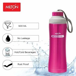 Milton Fab 500 Stainless Steel Sporty Water Bottle, 480ml/74mm, Orange